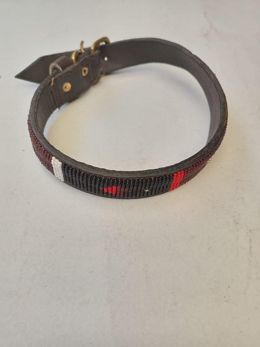 African Beaded Collar, Handmade Dog Collar , Maasai collar, Leather collar, Pet Gift, Christmas gift, Pet collar, Dog leash, Pet lead