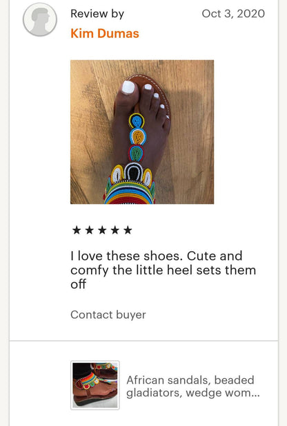 Handmade African Beaded Sandals/Authentic Maasai-Style Leather Flip-Flops Women/Boho Beach Sandals/Comfortable Summer Sandal African Gifts
