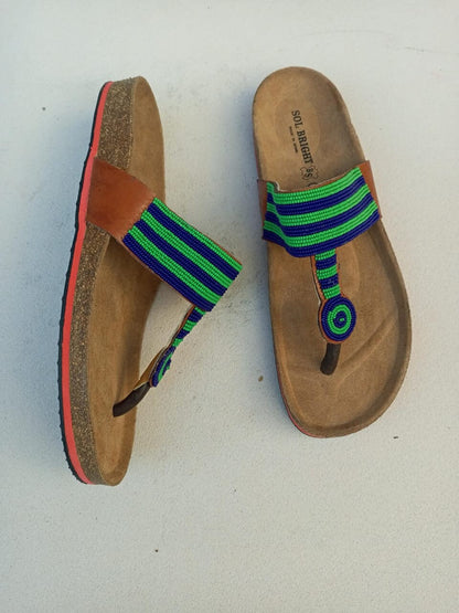 Handmade African Beaded Sandals/Authentic Maasai-Style Leather Flip-Flops Women/Boho Beach Sandals/Comfortable Summer Sandal African Gifts