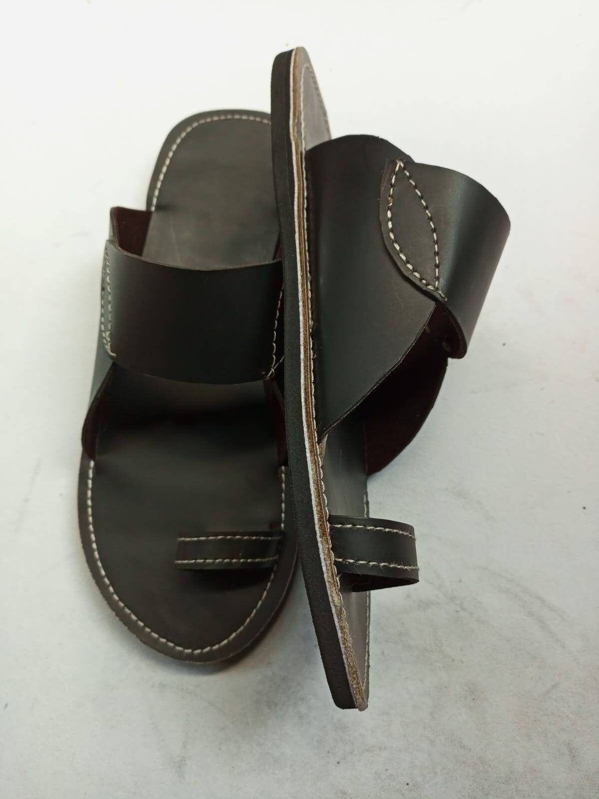 Handmade African Men's Sandals/Genuine Leather Beaded Flip-Flops/Comfortable Summer Sandals for Men/African Shoes/Unique Gift for Him