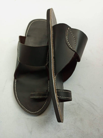 Handmade African Men's Sandals/Genuine Leather Beaded Flip-Flops/Comfortable Summer Sandals for Men/African Shoes/Unique Gift for Him