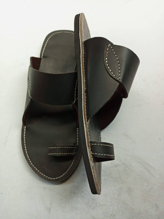 Handmade African Men's Sandals/Genuine Leather Beaded Flip-Flops/Comfortable Summer Sandals for Men/African Shoes/Unique Gift for Him