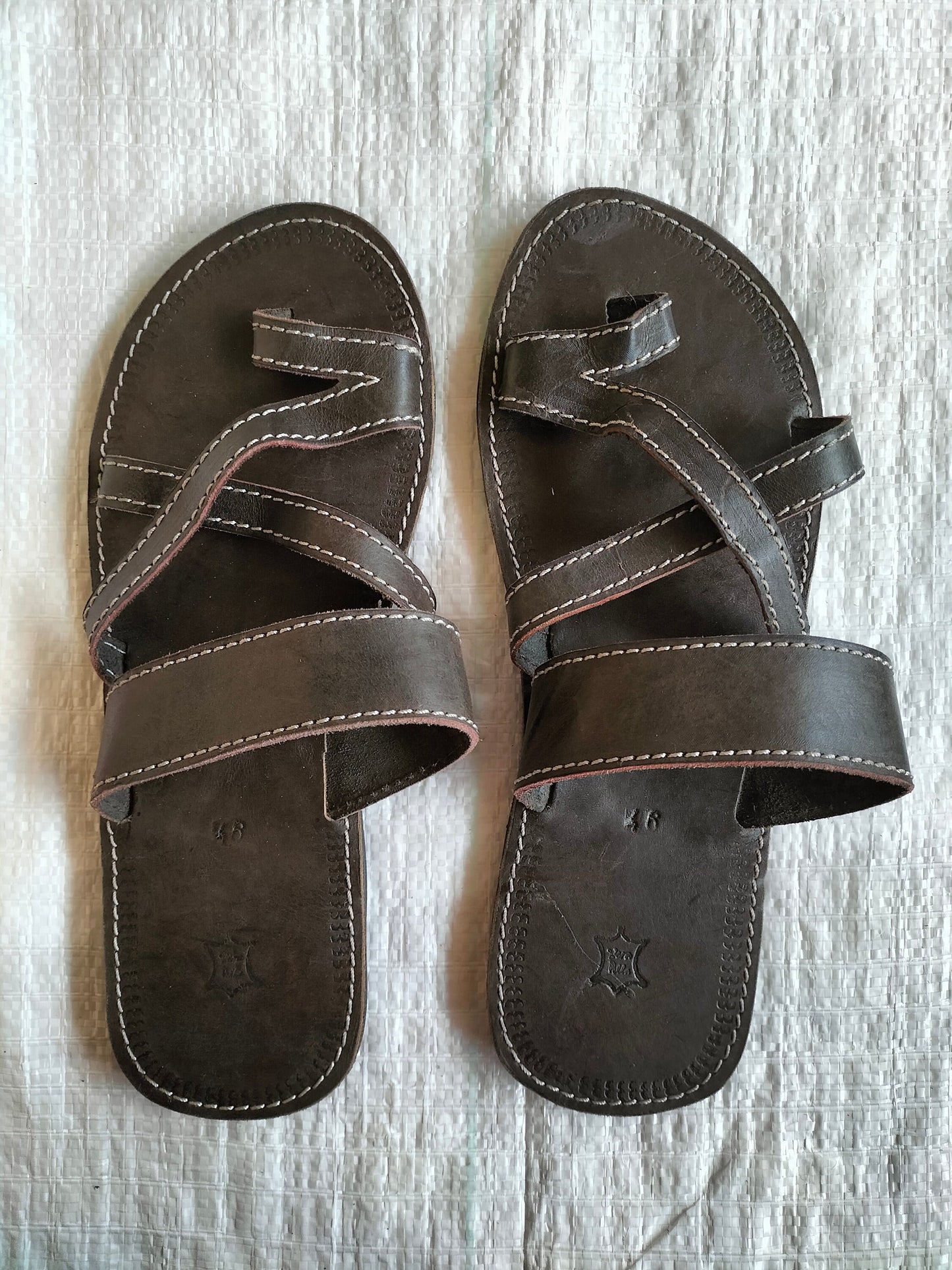Handmade African Men's Sandals/Genuine Leather Beaded Flip-Flops/Comfortable Summer Sandals for Men/African Shoes/Unique Gift for Him