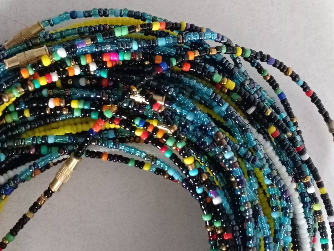 Handmade Waist Beads for Women/African Beaded Body Jewelry/Boho Style, Weight Loss, Belly Chain, Custom Size