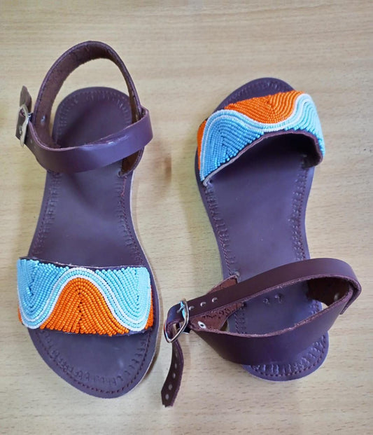 Handmade African Beaded Sandals/Authentic Maasai-Style Leather Flip-Flops Women/Boho Beach Sandals/Comfortable Summer Sandal African Gifts
