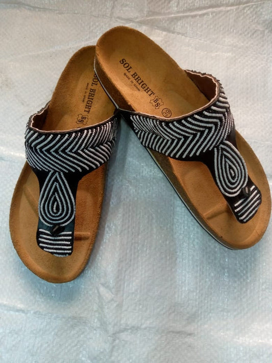 Handmade African Beaded Sandals/Authentic Maasai-Style Leather Flip-Flops Women/Boho Beach Sandals/Comfortable Summer Sandal African Gifts