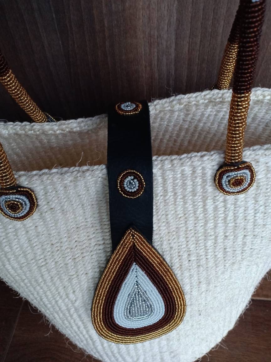 Handmade Woven Sisal Sling Bag - Boho Eco-Friendly Crossbody Bag | Sustainable Natural Fiber Purse | African Artisan Handcrafted Bag