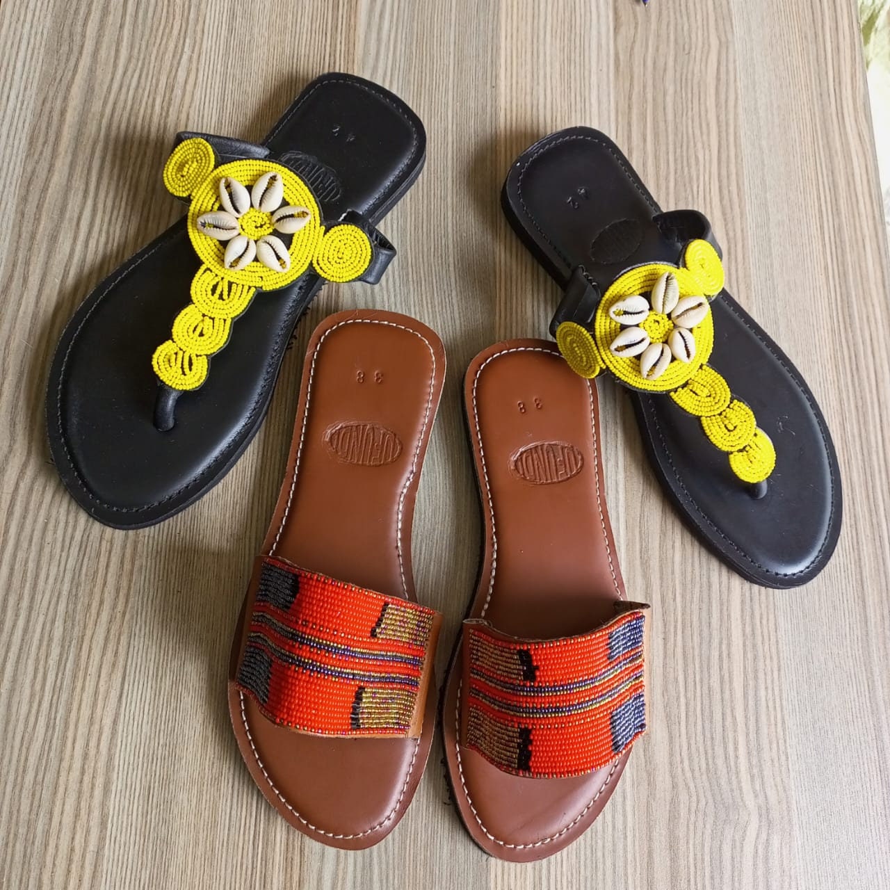 Handmade African Beaded Sandals/Authentic Maasai-Style Leather Flip-Flops Women/Boho Beach Sandals/Comfortable Summer Sandal African Gifts