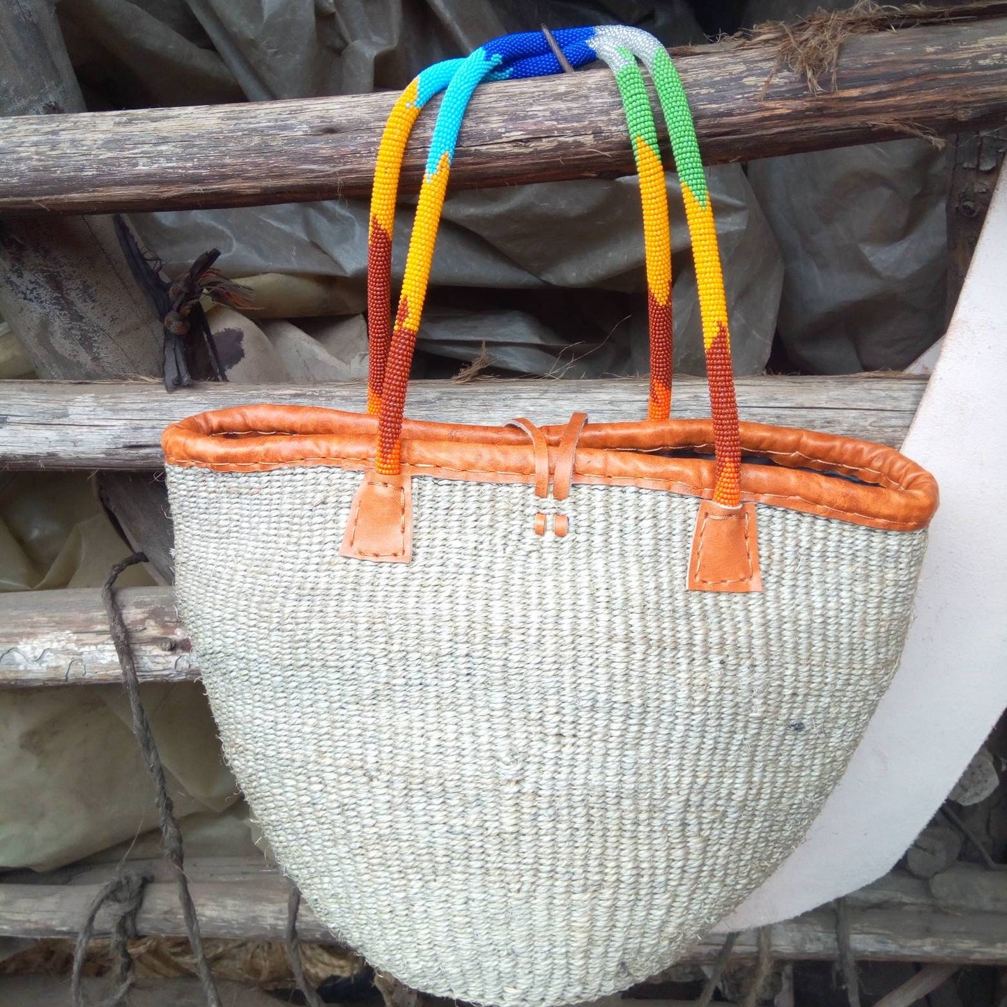 Handmade Woven Sisal Sling Bag - Boho Eco-Friendly Crossbody Bag | Sustainable Natural Fiber Purse | African Artisan Handcrafted Bag