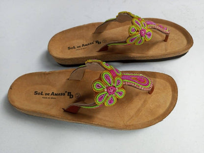 Handmade African Beaded Sandals/Authentic Maasai-Style Leather Flip-Flops Women/Boho Beach Sandals/Comfortable Summer Sandal African Gifts