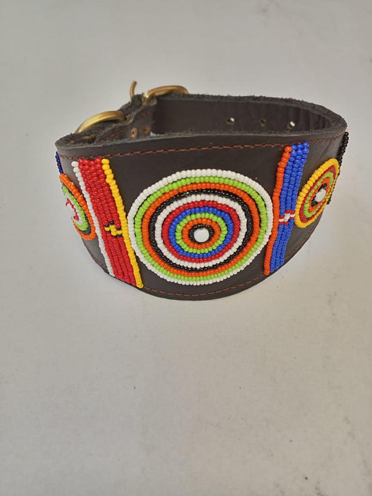 African Beaded Collar, Handmade Dog Collar , Maasai collar, Leather collar, Pet Gift, Christmas gift, Pet collar, Dog leash, Pet lead