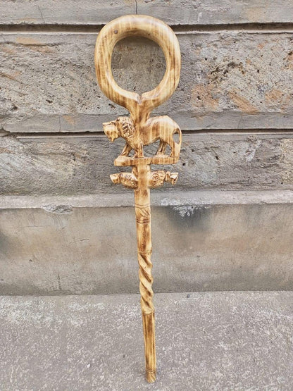Handcrafted Wooden Walking Stick/Authentic Tribal Hiking Staff/Wooden Walking Cane/Unique Walking Cane Gift