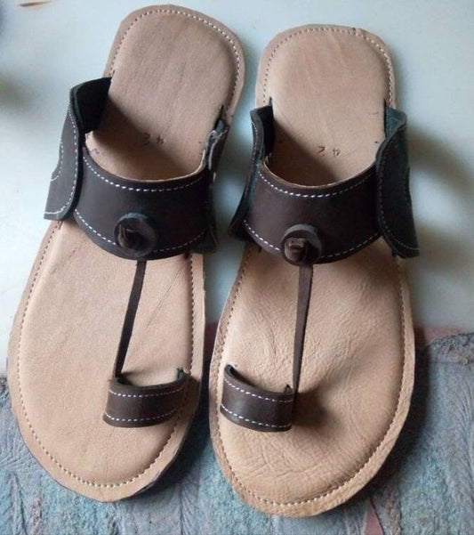 Handmade African Men's Sandals/Genuine Leather Beaded Flip-Flops/Comfortable Summer Sandals for Men/African Shoes/Unique Gift for Him