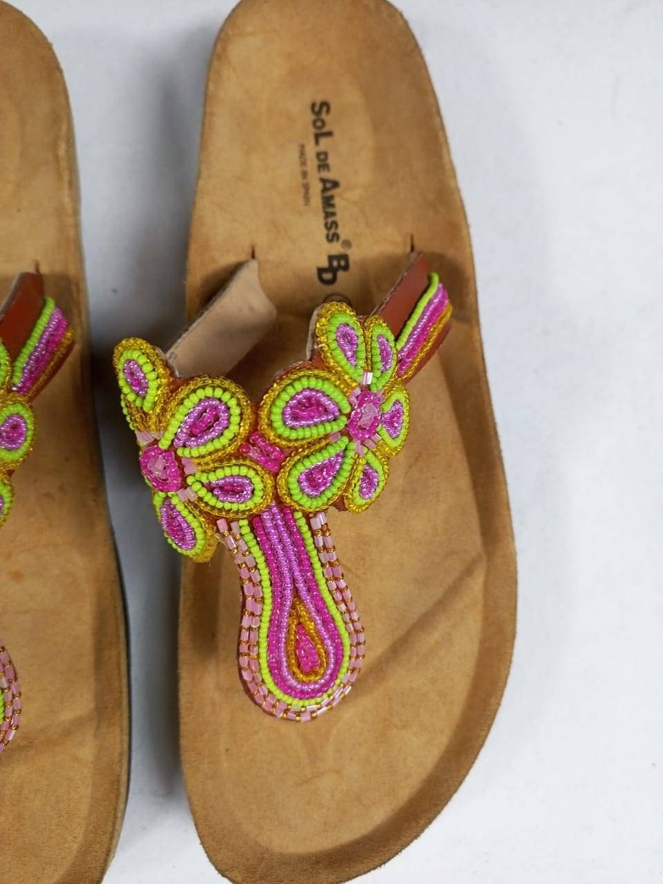 Handmade African Beaded Sandals/Authentic Maasai-Style Leather Flip-Flops Women/Boho Beach Sandals/Comfortable Summer Sandal African Gifts