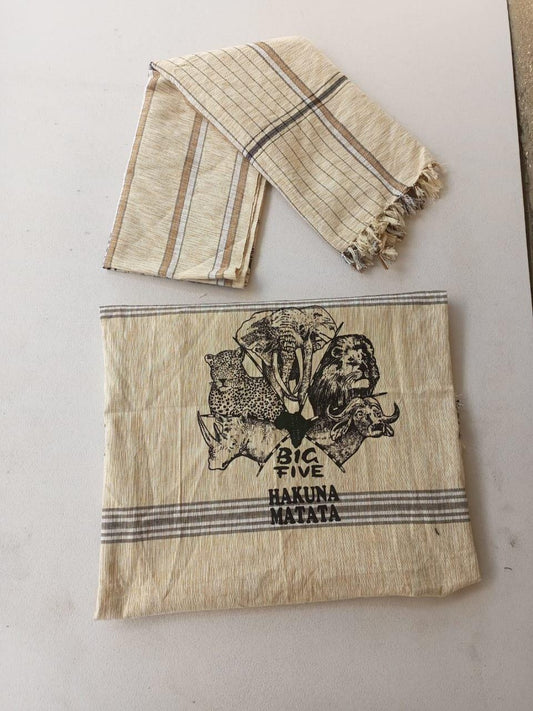 Hakuna Matata Authentic Kenyan Kikoy, Handwoven Wraps - Scarves & Beachwear, African Sarong, Beach Cover Up