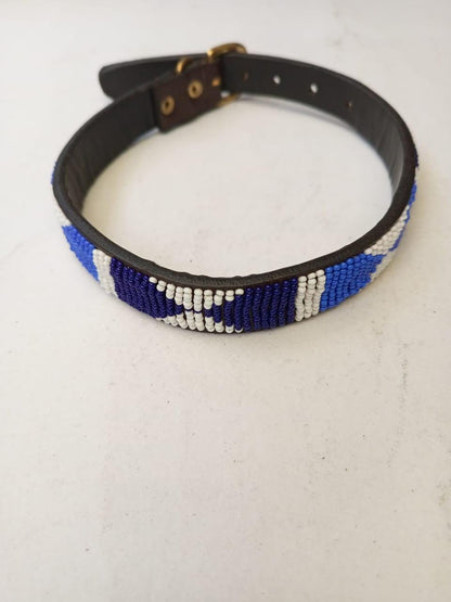 African Beaded Collar, Handmade Dog Collar , Maasai collar, Leather collar, Pet Gift, Christmas gift, Pet collar, Dog leash, Pet lead