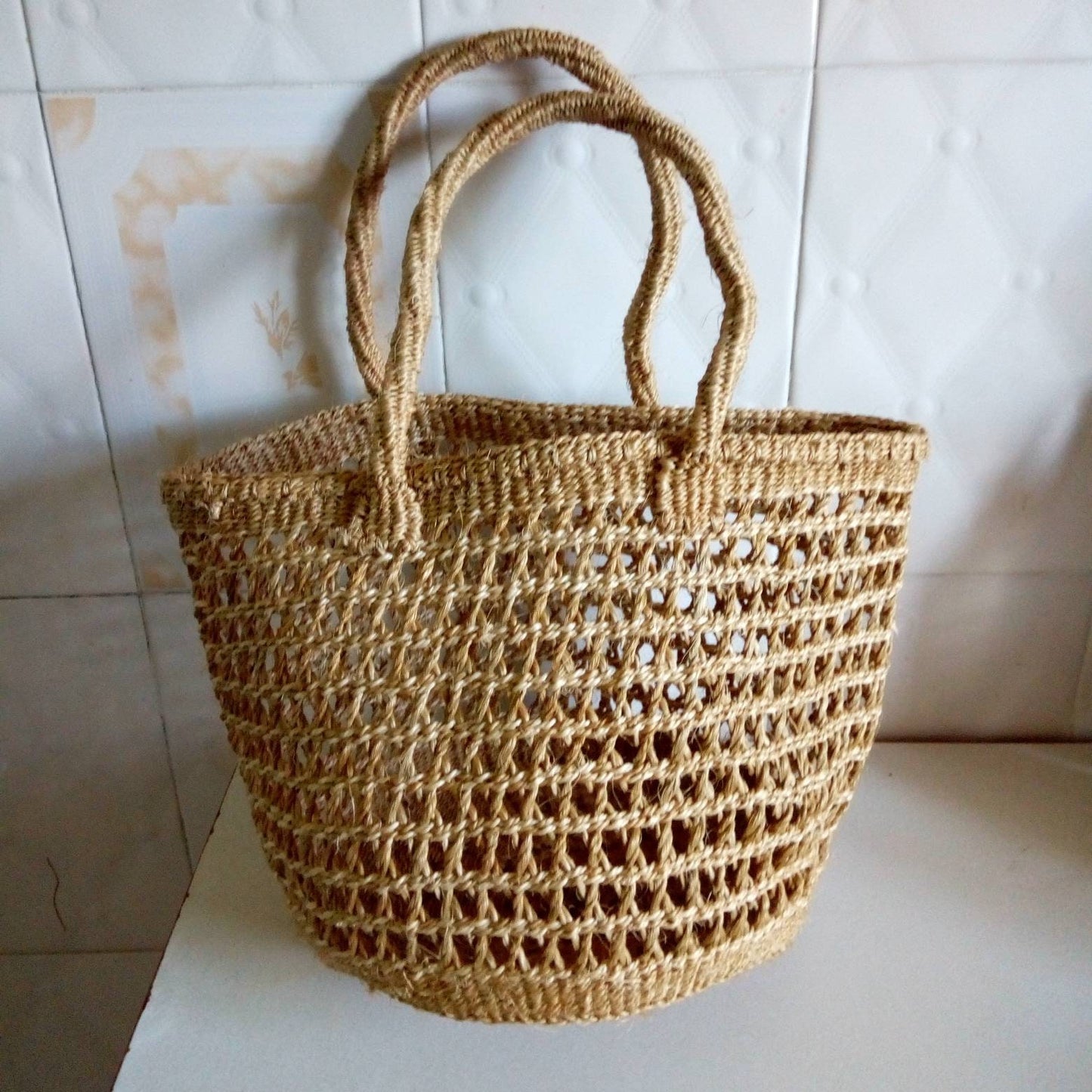 Handmade Woven Sisal Sling Bag - Boho Eco-Friendly Crossbody Bag | Sustainable Natural Fiber Purse | African Artisan Handcrafted Bag