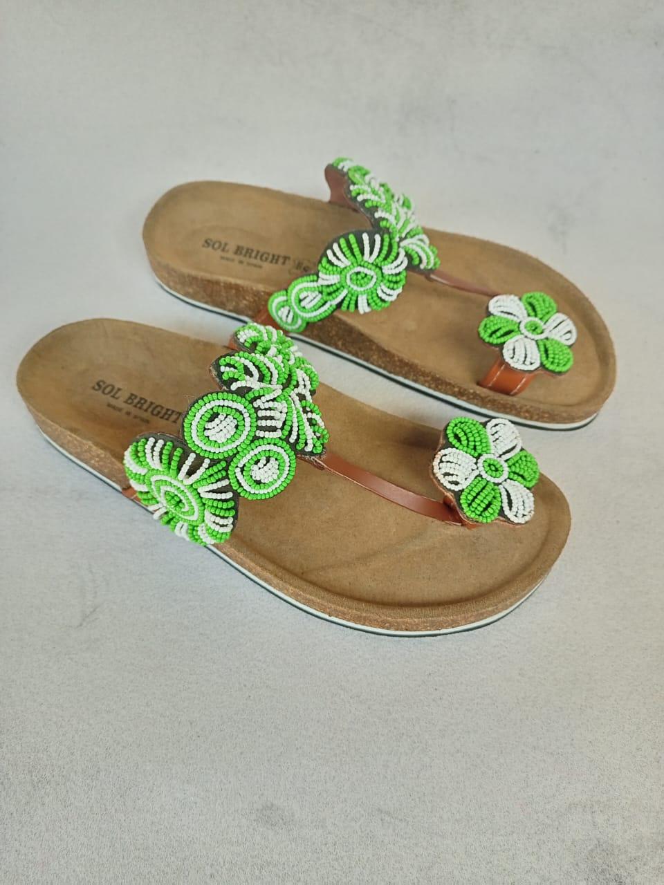 Handmade African Beaded Sandals/Authentic Maasai-Style Leather Flip-Flops Women/Boho Beach Sandals/Comfortable Summer Sandal African Gifts