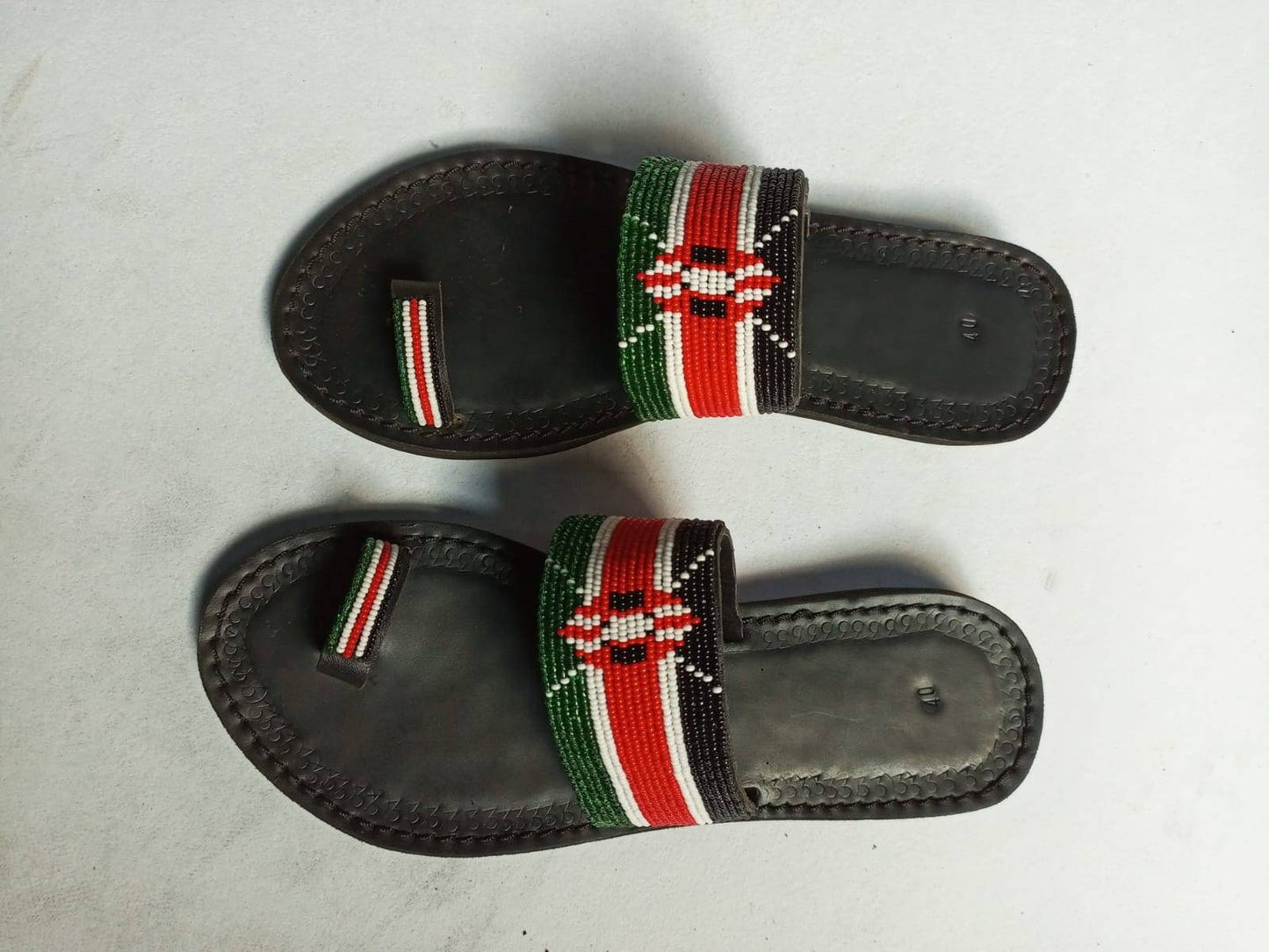 Handmade African Beaded Sandals/Authentic Maasai-Style Leather Flip-Flops Women/Boho Beach Sandals/Comfortable Summer Sandal African Gifts