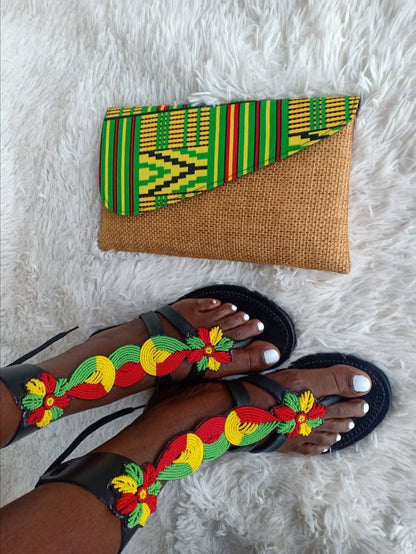 Handmade African Beaded Sandals/Authentic Maasai-Style Leather Flip-Flops Women/Boho Beach Sandals/Comfortable Summer Sandal African Gifts