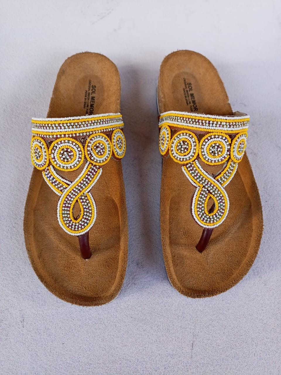 Handmade African Beaded Sandals/Authentic Maasai-Style Leather Flip-Flops Women/Boho Beach Sandals/Comfortable Summer Sandal African Gifts