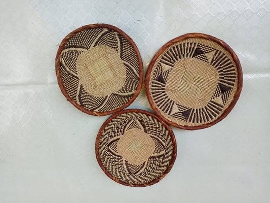 Handwoven Tonga Basket | African Wall Decor | Boho Home Decor | Fair Trade Wall Hanging /Rustic Farmhouse Decor | Handmade Wall Art  12-16