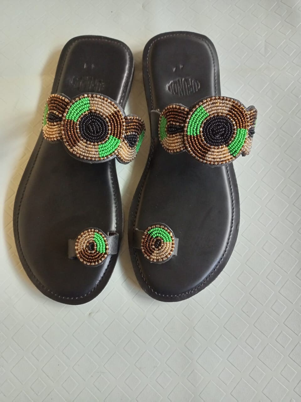 Handmade African Beaded Sandals/Authentic Maasai-Style Leather Flip-Flops Women/Boho Beach Sandals/Comfortable Summer Sandal African Gifts