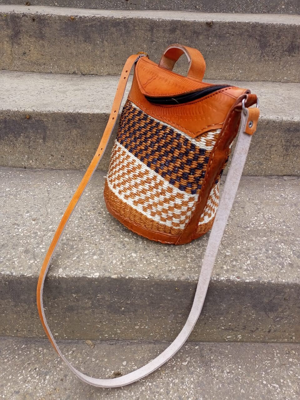Handmade Woven Sisal Sling Bag - Boho Eco-Friendly Crossbody Bag | Sustainable Natural Fiber Purse | African Artisan Handcrafted Bag