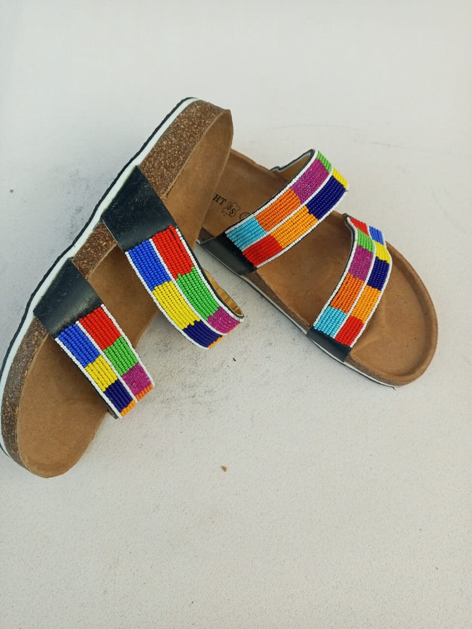Handmade African Beaded Sandals/Authentic Maasai-Style Leather Flip-Flops Women/Boho Beach Sandals/Comfortable Summer Sandal African Gifts