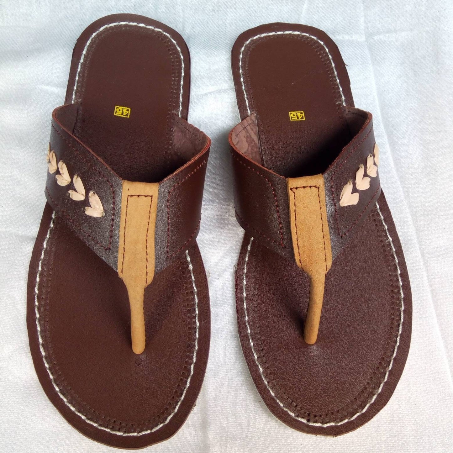Handmade African Men's Sandals/Genuine Leather Beaded Flip-Flops/Comfortable Summer Sandals for Men/African Shoes/Unique Gift for Him