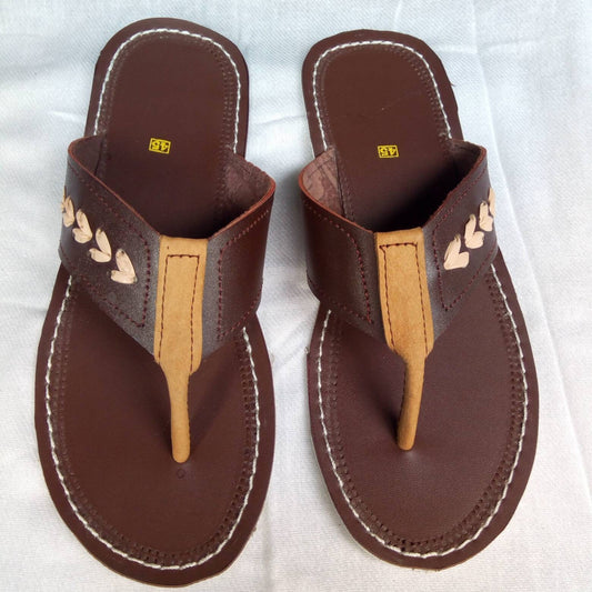 Handmade African Men's Sandals/Genuine Leather Beaded Flip-Flops/Comfortable Summer Sandals for Men/African Shoes/Unique Gift for Him
