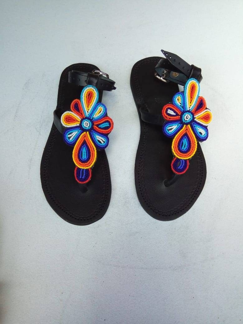 CUSTOMIZED African beaded sandals, summer sandals, Christmas gift for her,mom gift,beach sandals, leather sandals,