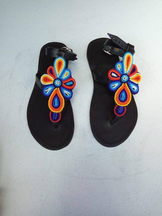 CUSTOMIZED African beaded sandals, summer sandals, Christmas gift for her,mom gift,beach sandals, leather sandals,
