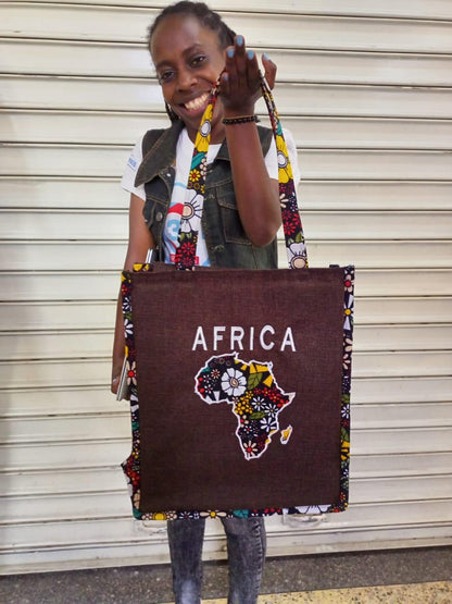 African Leather Tote bag, handcrafted laptop bag,Black woman modern African tote bag, Stylish tote bag, Brown girl bag, travel bag.