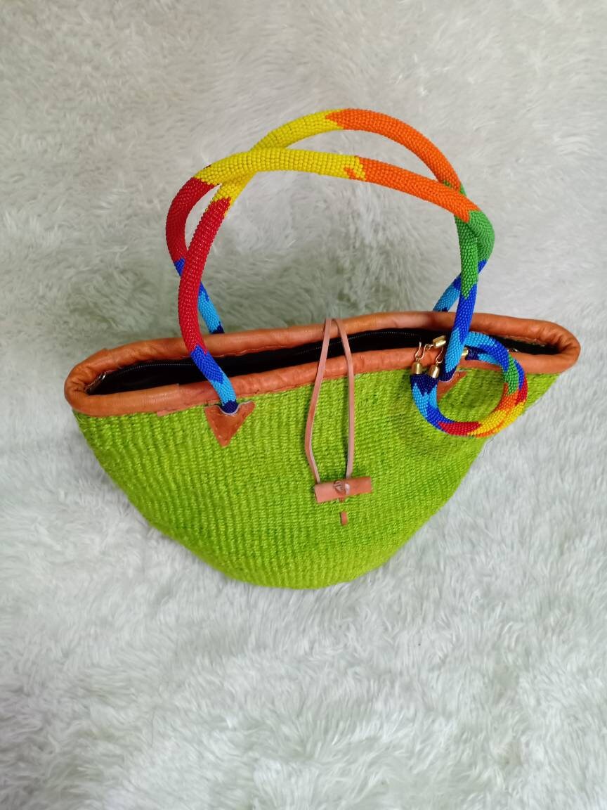Handmade Woven Sisal Sling Bag - Boho Eco-Friendly Crossbody Bag | Sustainable Natural Fiber Purse | African Artisan Handcrafted Bag