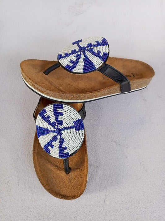 Handmade African Beaded Sandals/Authentic Maasai-Style Leather Flip-Flops Women/Boho Beach Sandals/Comfortable Summer Sandal African Gifts