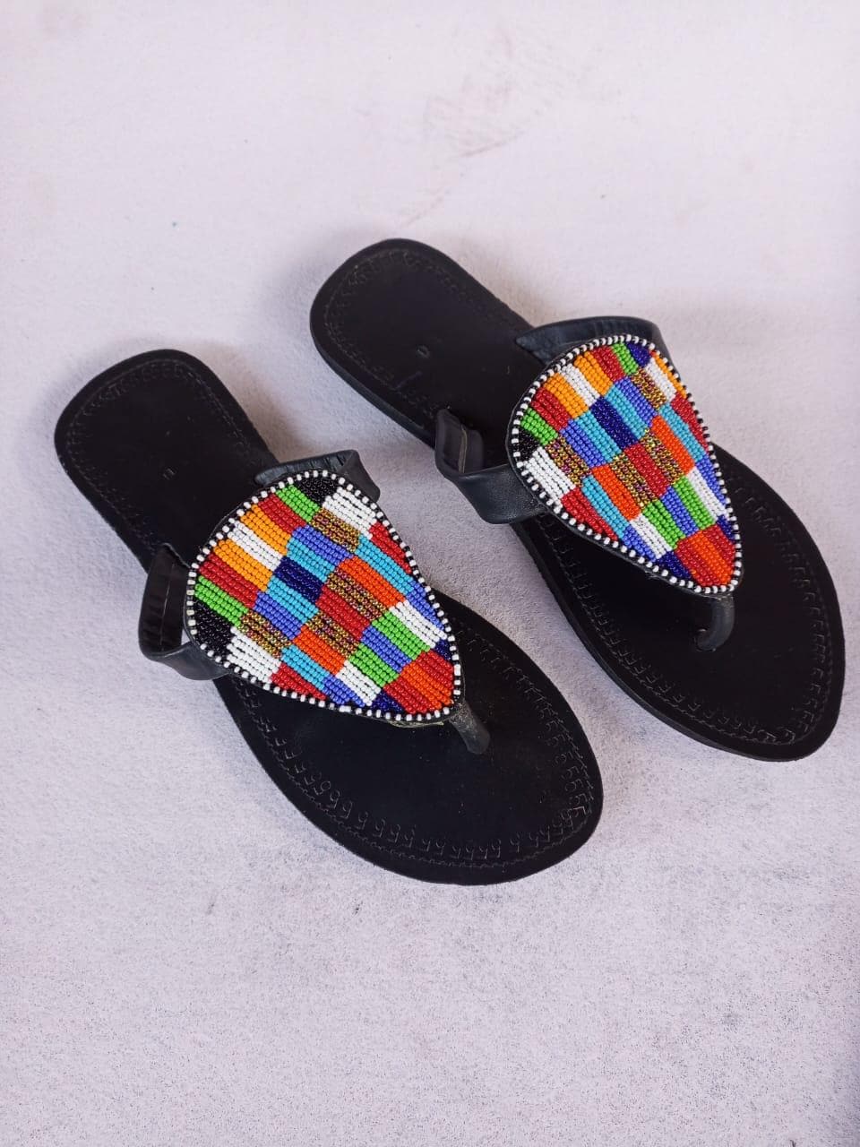 CUSTOMIZED African beaded sandals, summer sandals, Christmas gift for her,mom gift,beach sandals, leather sandals,