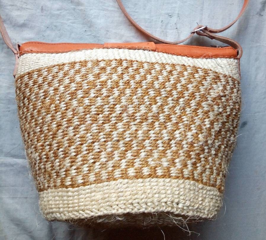 Handmade Woven Sisal Sling Bag - Boho Eco-Friendly Crossbody Bag | Sustainable Natural Fiber Purse | African Artisan Handcrafted Bag