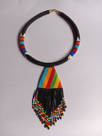 Boho Statement Jewelry/Colorful Seed Bead Necklace/Gift for Her/Handmade Beaded Necklace/gift for women