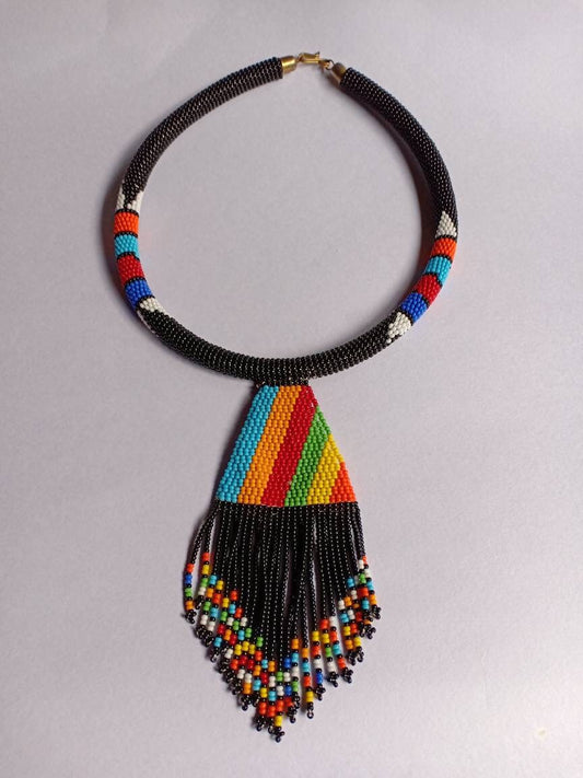Boho Statement Jewelry/Colorful Seed Bead Necklace/Gift for Her/Handmade Beaded Necklace/gift for women