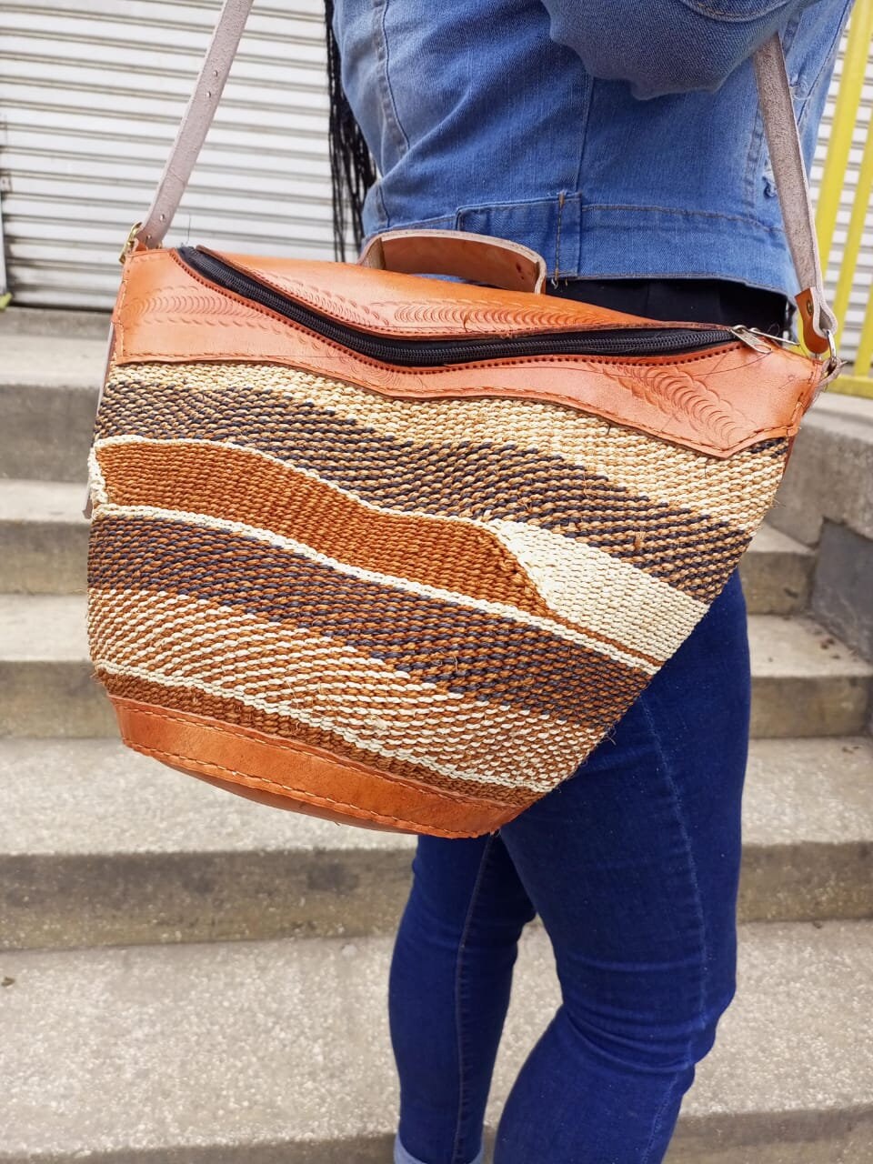 Handmade Woven Sisal Sling Bag - Boho Eco-Friendly Crossbody Bag | Sustainable Natural Fiber Purse | African Artisan Handcrafted Bag