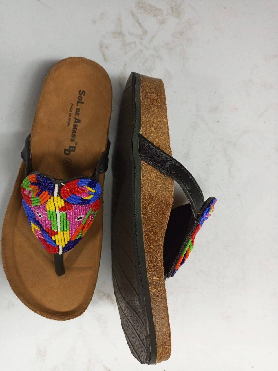 Handmade African Beaded Sandals/Authentic Maasai-Style Leather Flip-Flops Women/Boho Beach Sandals/Comfortable Summer Sandal African Gifts