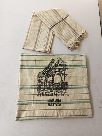 Hakuna Matata Authentic Kenyan Kikoy, Handwoven Wraps - Scarves & Beachwear, African Sarong, Beach Cover Up