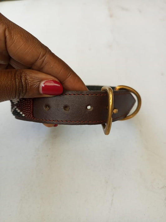 African Beaded Collar, Handmade Dog Collar , Maasai collar, Leather collar, Pet Gift, Christmas gift, Pet collar, Dog leash, Pet lead