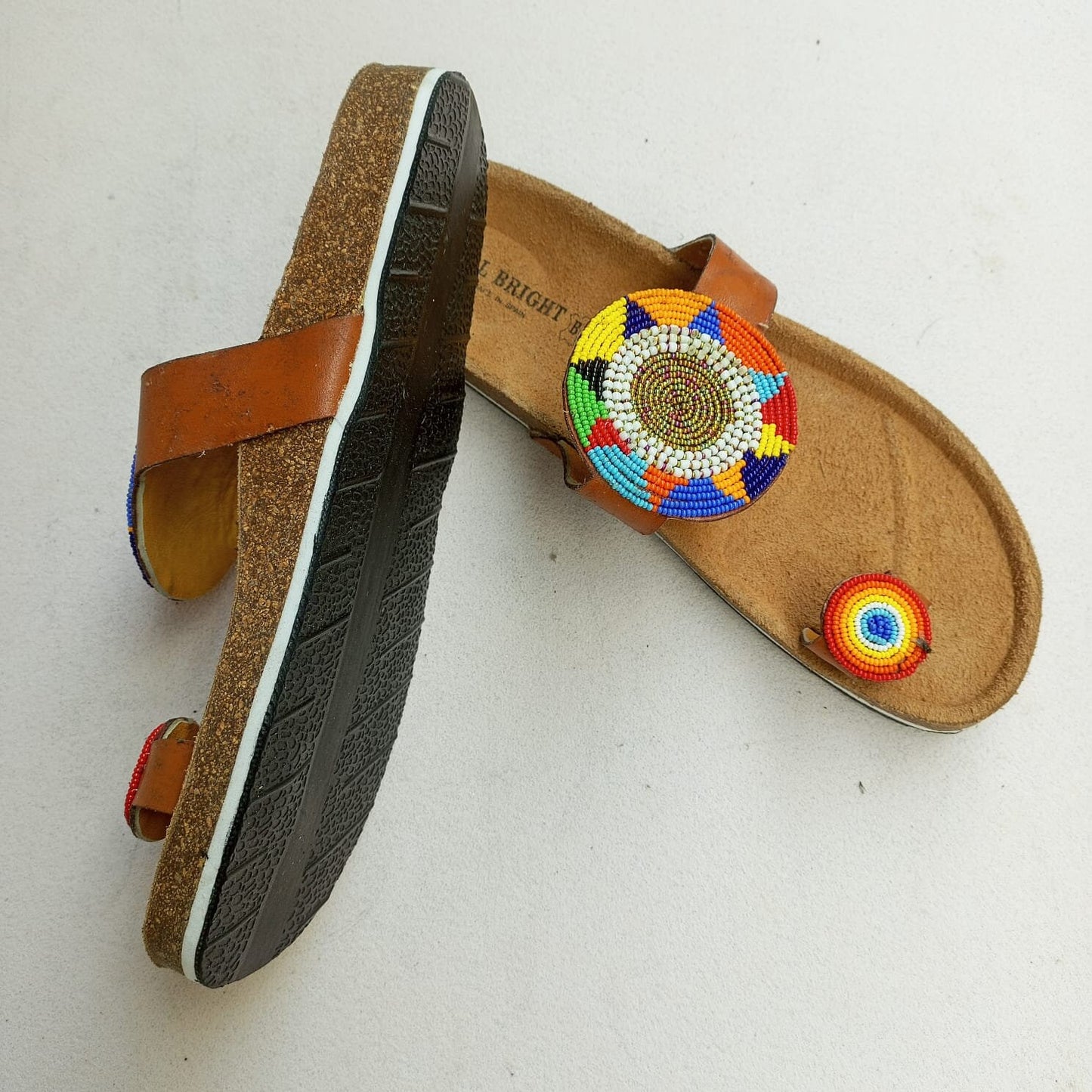 Handmade African Beaded Sandals/Authentic Maasai-Style Leather Flip-Flops Women/Boho Beach Sandals/Comfortable Summer Sandal African Gifts