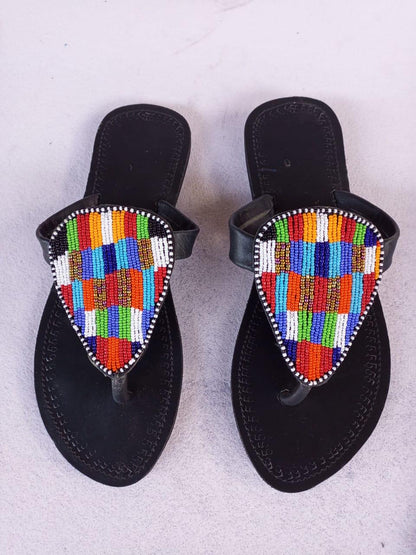 CUSTOMIZED African beaded sandals, summer sandals, Christmas gift for her,mom gift,beach sandals, leather sandals,