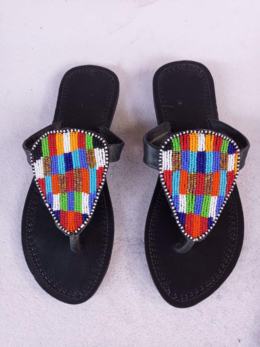 CUSTOMIZED African beaded sandals, summer sandals, Christmas gift for her,mom gift,beach sandals, leather sandals,
