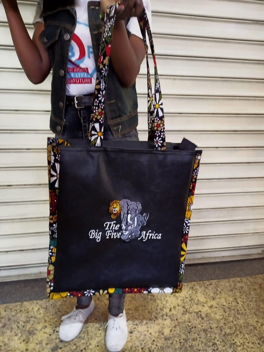 African Leather Tote bag, handcrafted laptop bag,Black woman modern African tote bag, Stylish tote bag, Brown girl bag, travel bag.