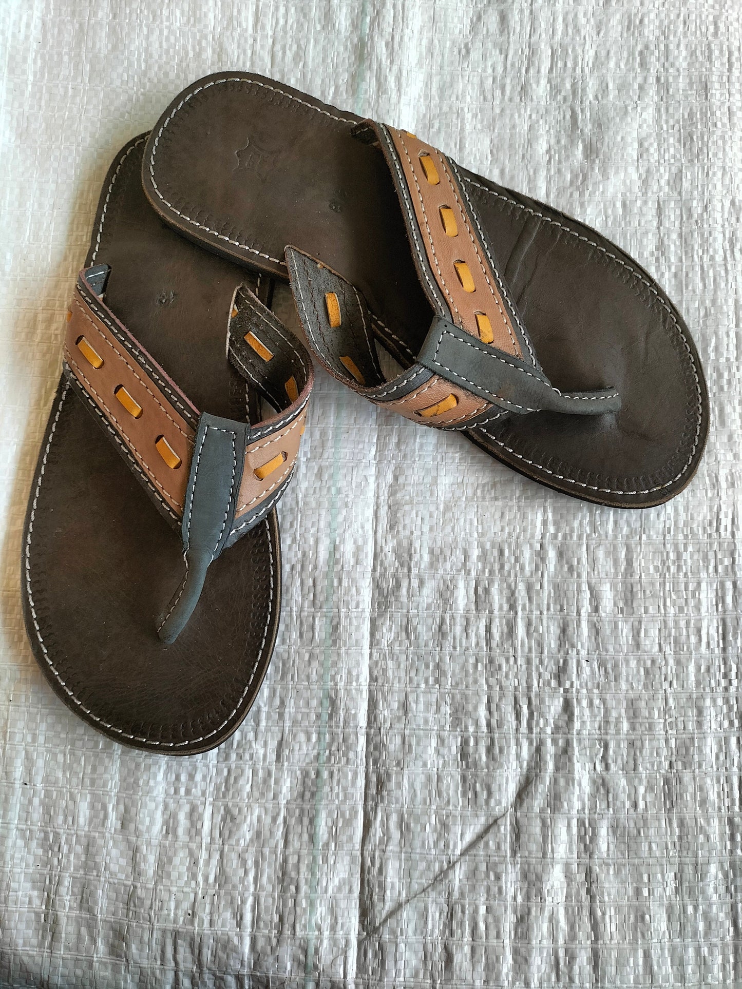 Handmade African Men's Sandals/Genuine Leather Beaded Flip-Flops/Comfortable Summer Sandals for Men/African Shoes/Unique Gift for Him