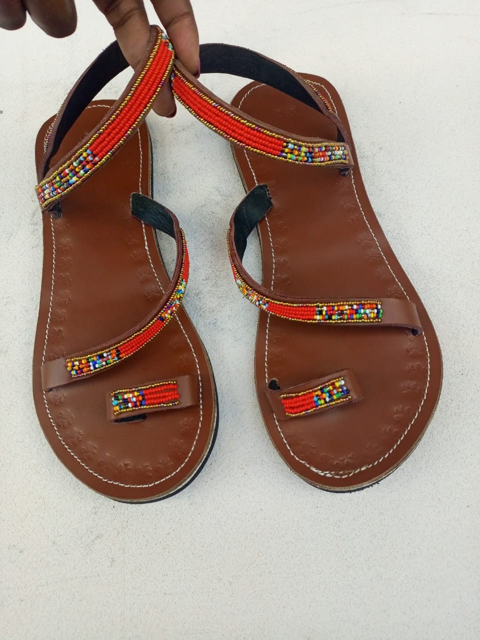 Handmade African Beaded Sandals/Authentic Maasai-Style Leather Flip-Flops Women/Boho Beach Sandals/Comfortable Summer Sandal African Gifts
